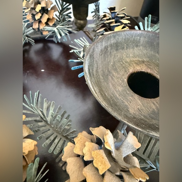 PartyLite Pinecone Candleholder Wreath P8246 Metal Centerpiece Holiday Decor - Picture 4 of 12